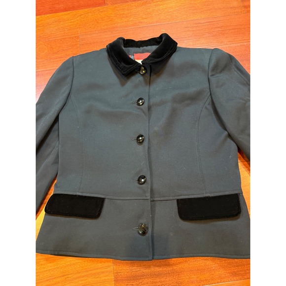 Valentino Night Jacket‎ Velvet Trim Vintage 90s Wool | Black | Size 12 - Picture 3 of 14